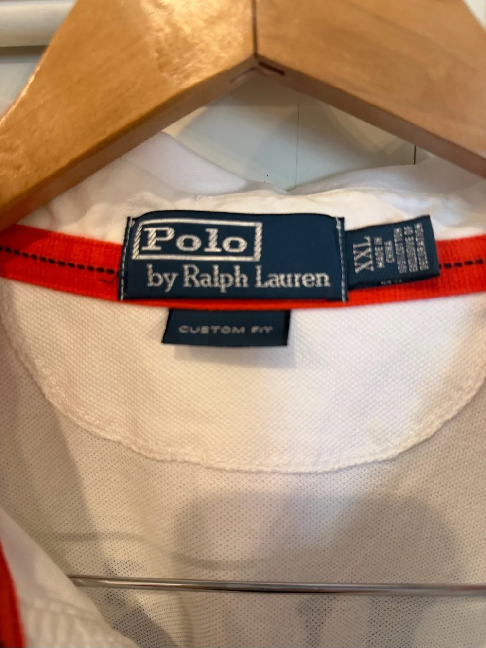 Ralph Lauren White Polo with Red & Navy Rescue Crest